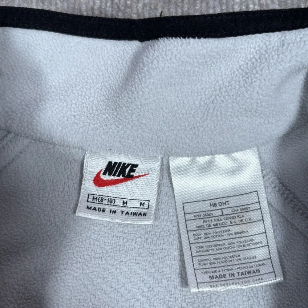 Vintage Nike‎ 1/4 Zip Pullover Womens M White Teal Fleece NikeFit Athletic 90s